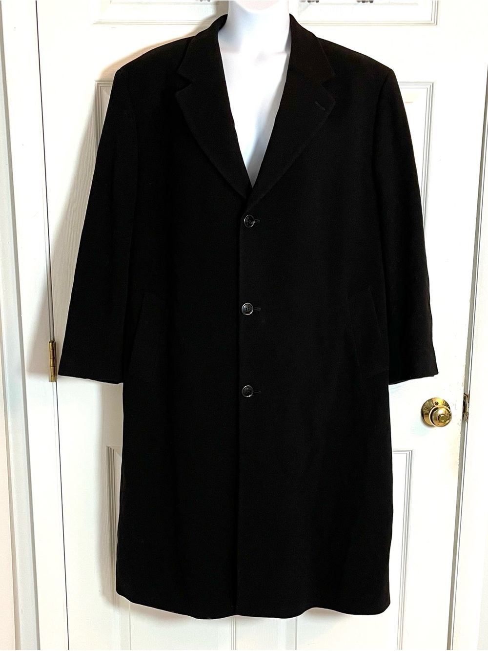 Vtg 90s Chaps Ralph Lauren Cashmere Blend Black Overcoat R46 / XL-XXL